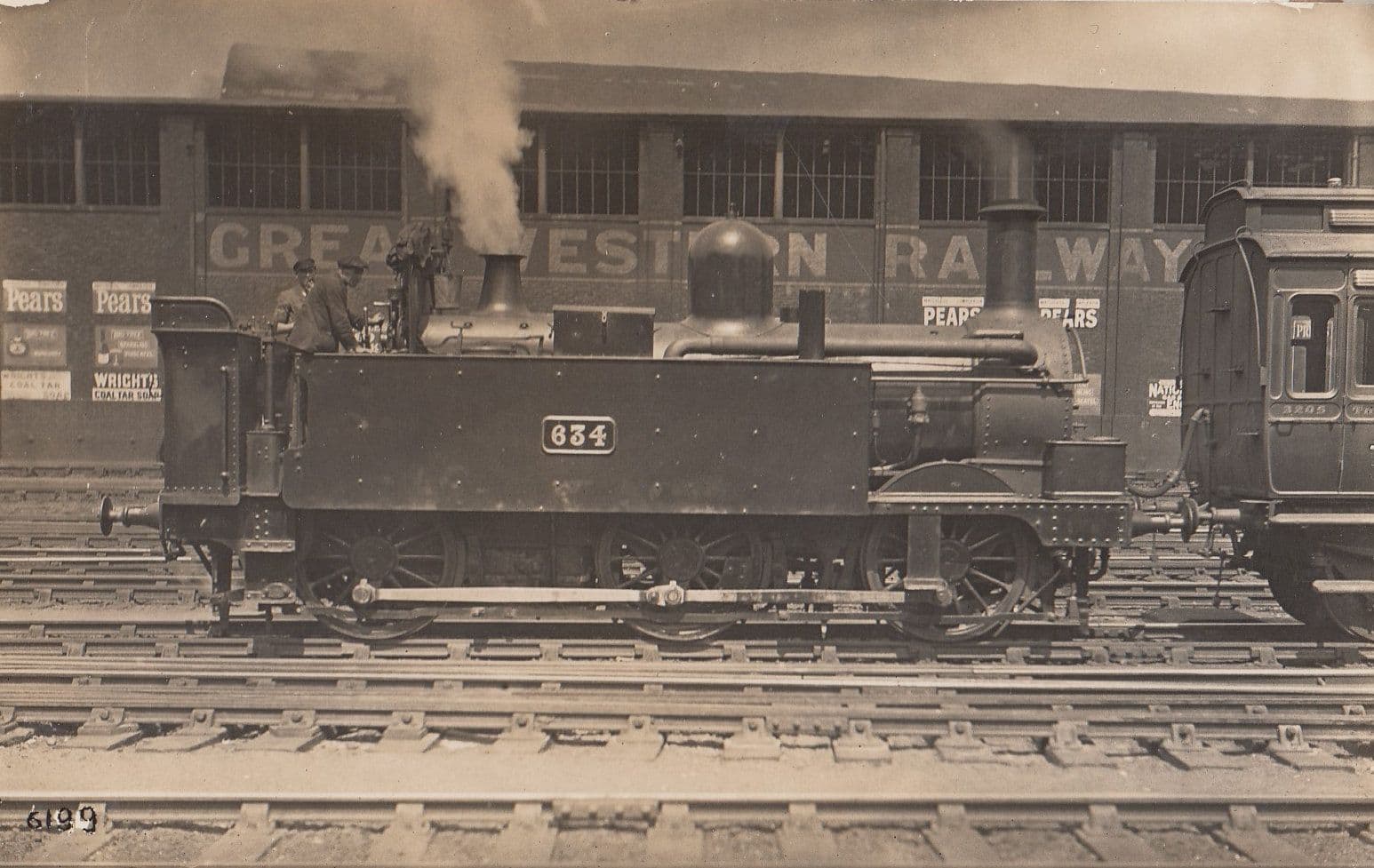 GWR 834 Train Paddington Railway Station Pears Soap Poster & Driver Real Photo Postcard