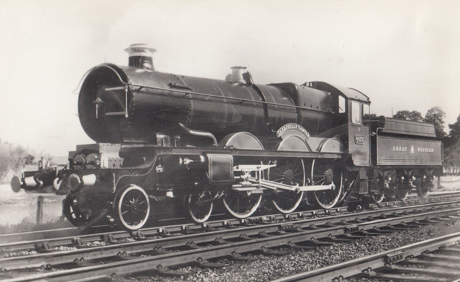 GWR Caerphilly Castle 4-6-0 Class Welsh Train Real Photo Postcard