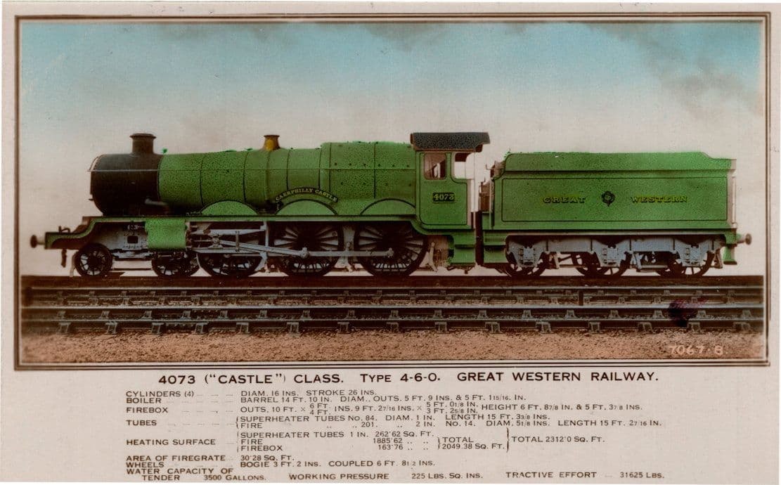 GWR Castle Class 4-6-0 4073 Old Train Real Photo Postcard