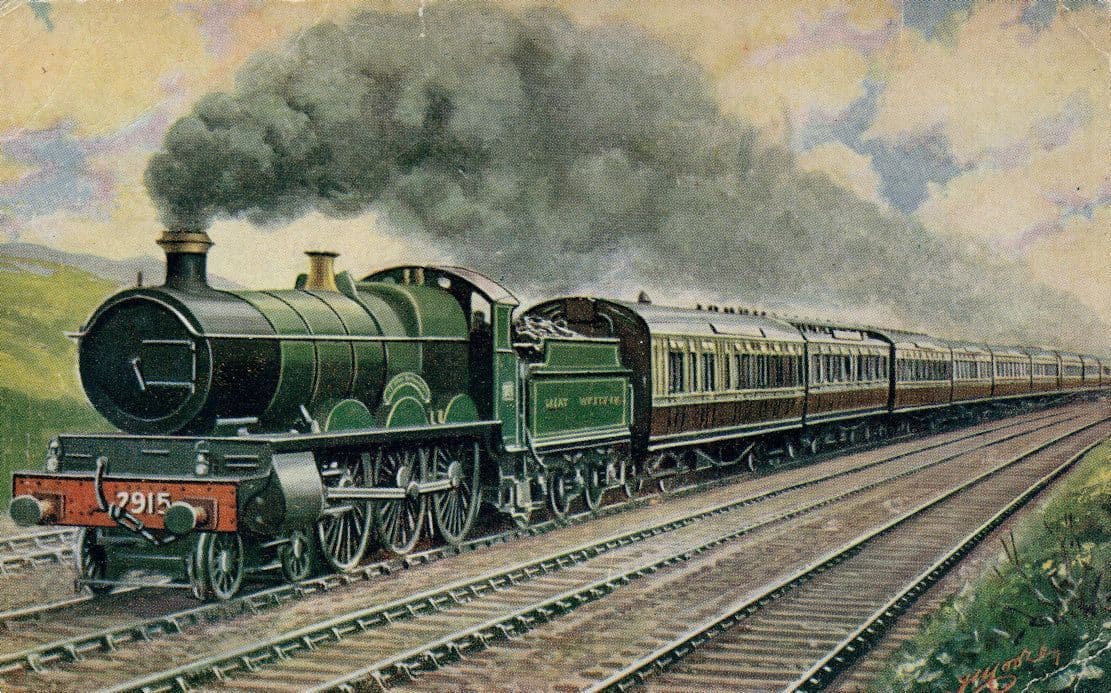 GWR Cheltenham Express Engine 2915 Old Train Postcard
