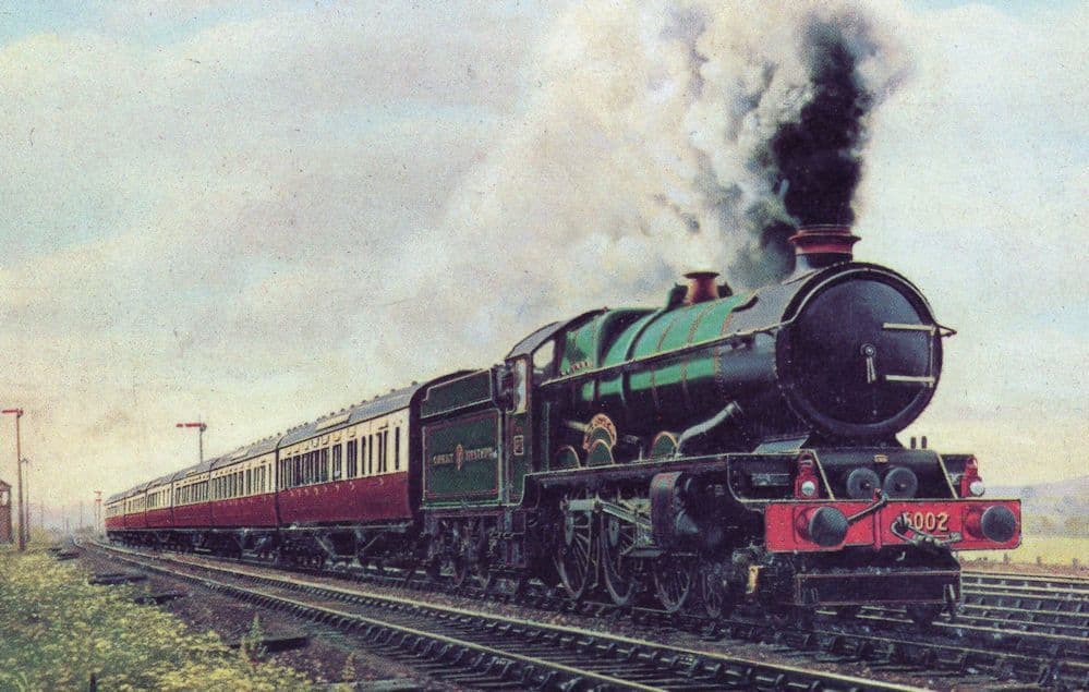 GWR Cornish Riviera Express Train at Reading King Class 4-6-0 Postcard