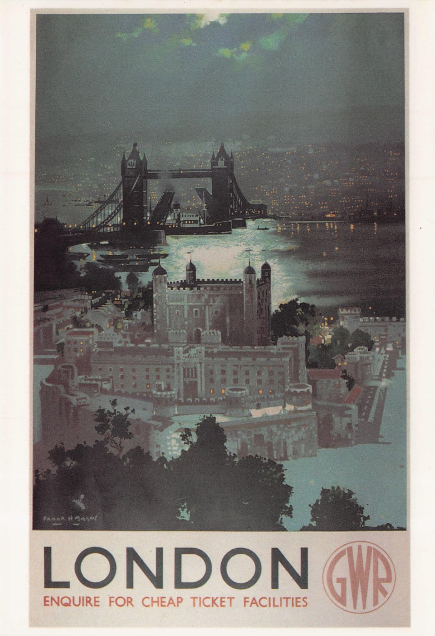 GWR Railways Tower Of London Transport Poster Postcard