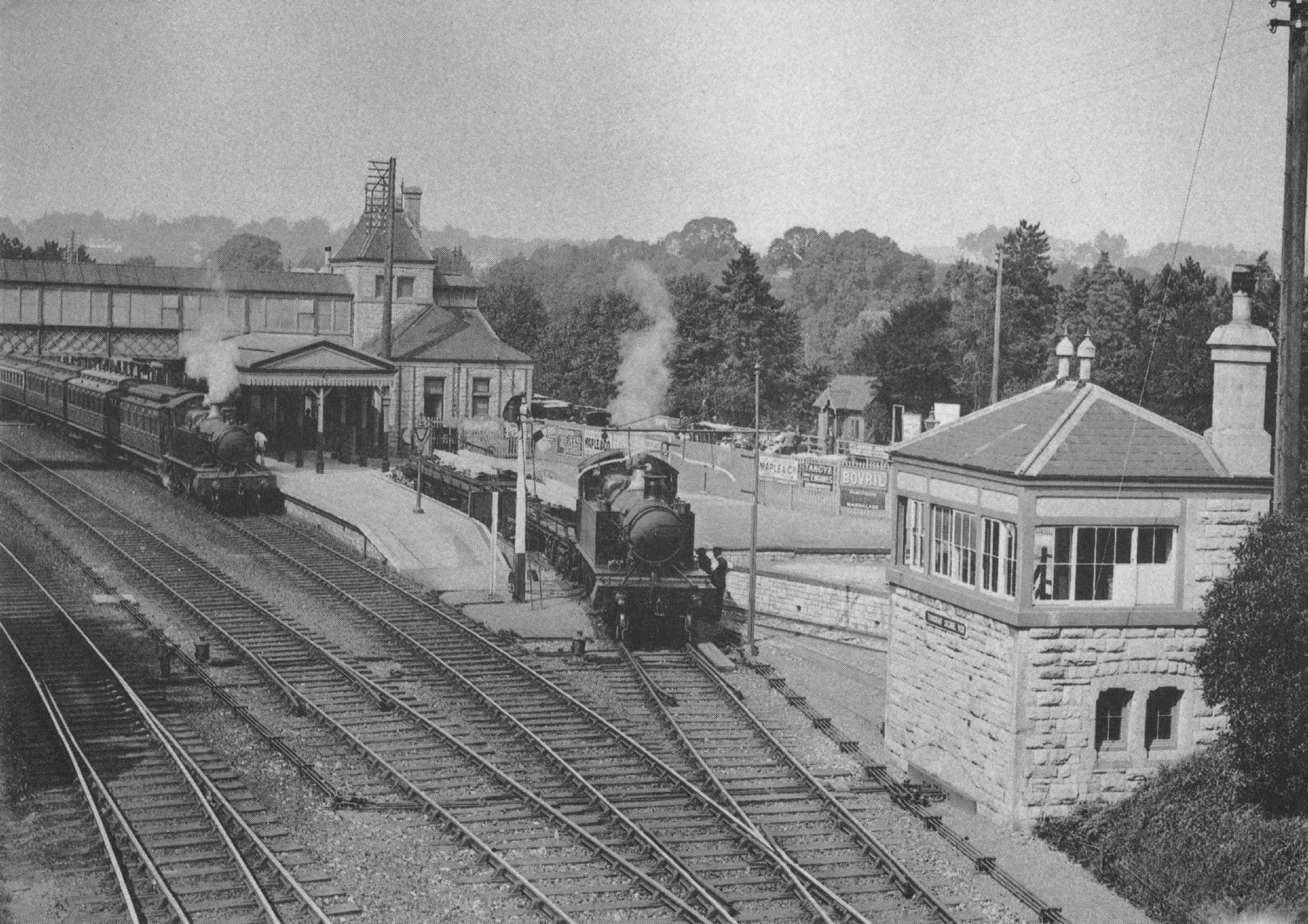 GWR Trains at Torquay Station in 1922 Signal Box BBC Postcard
