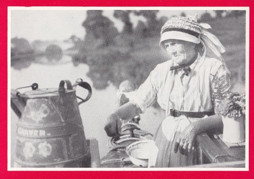 Gypsy Looking 1930s Boat Lady on Grand Union Canal Postcard