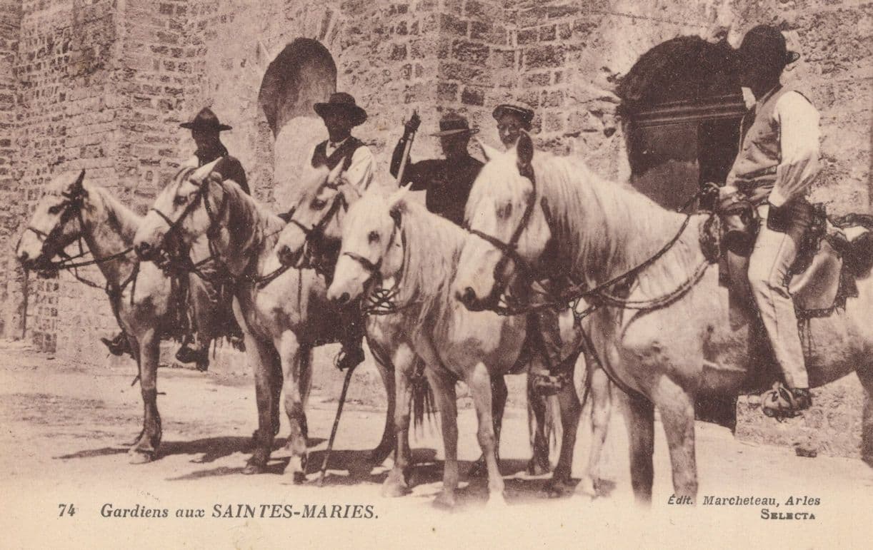 Gypsy Military Guardians at Saintes Maries Antique Rare French Postcard