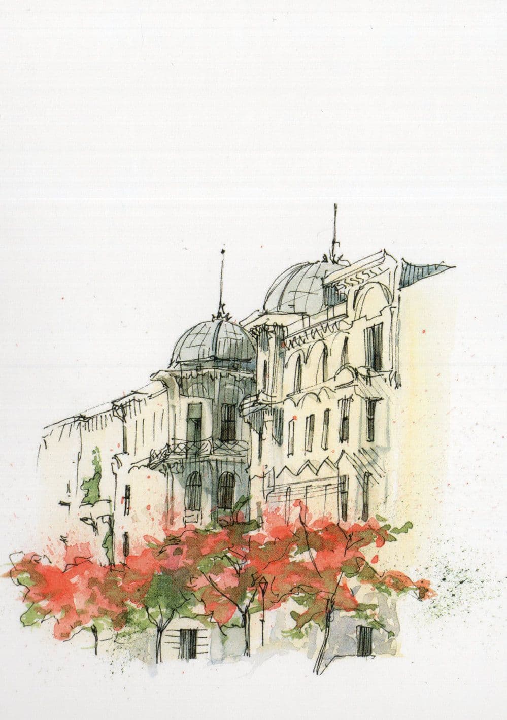 Hagelberger Strasse Berlin Germany Sketch Painting Postcard