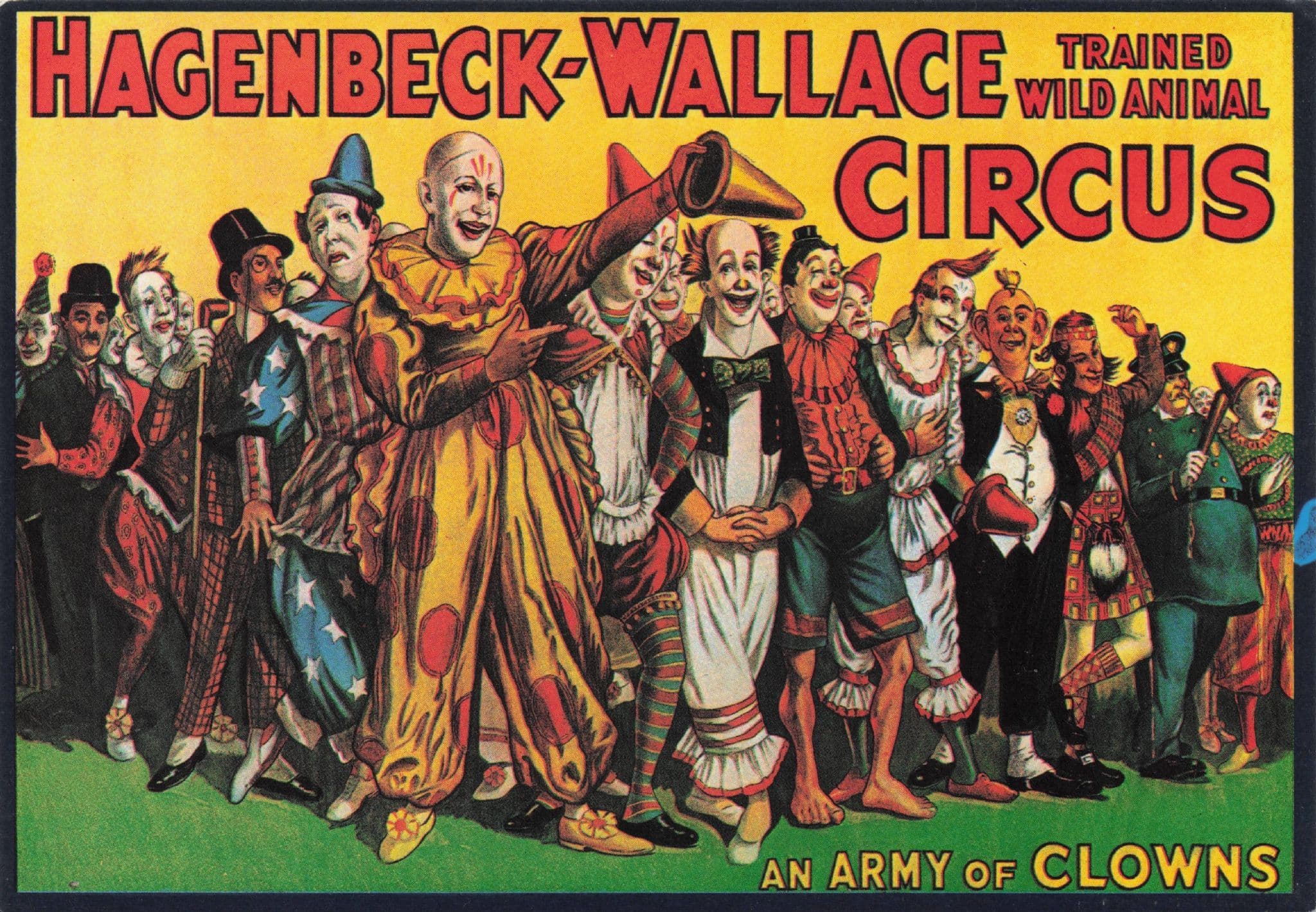Hagenback Wallace Wild Animal Circus Army Of Clowns Poster Postcard