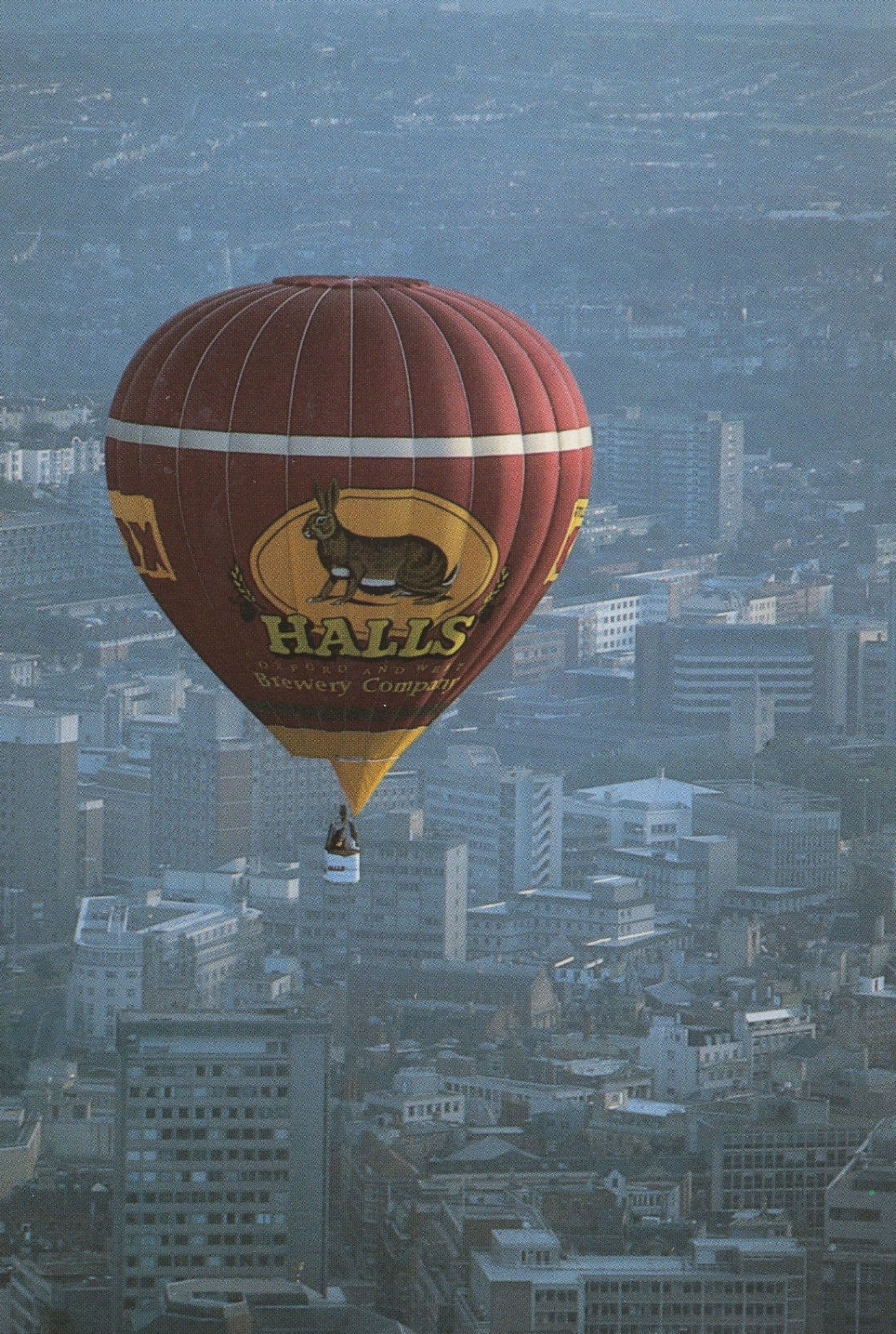 Halls Whisky Brewery Company Hot Air Balloon at Bristol Postcard