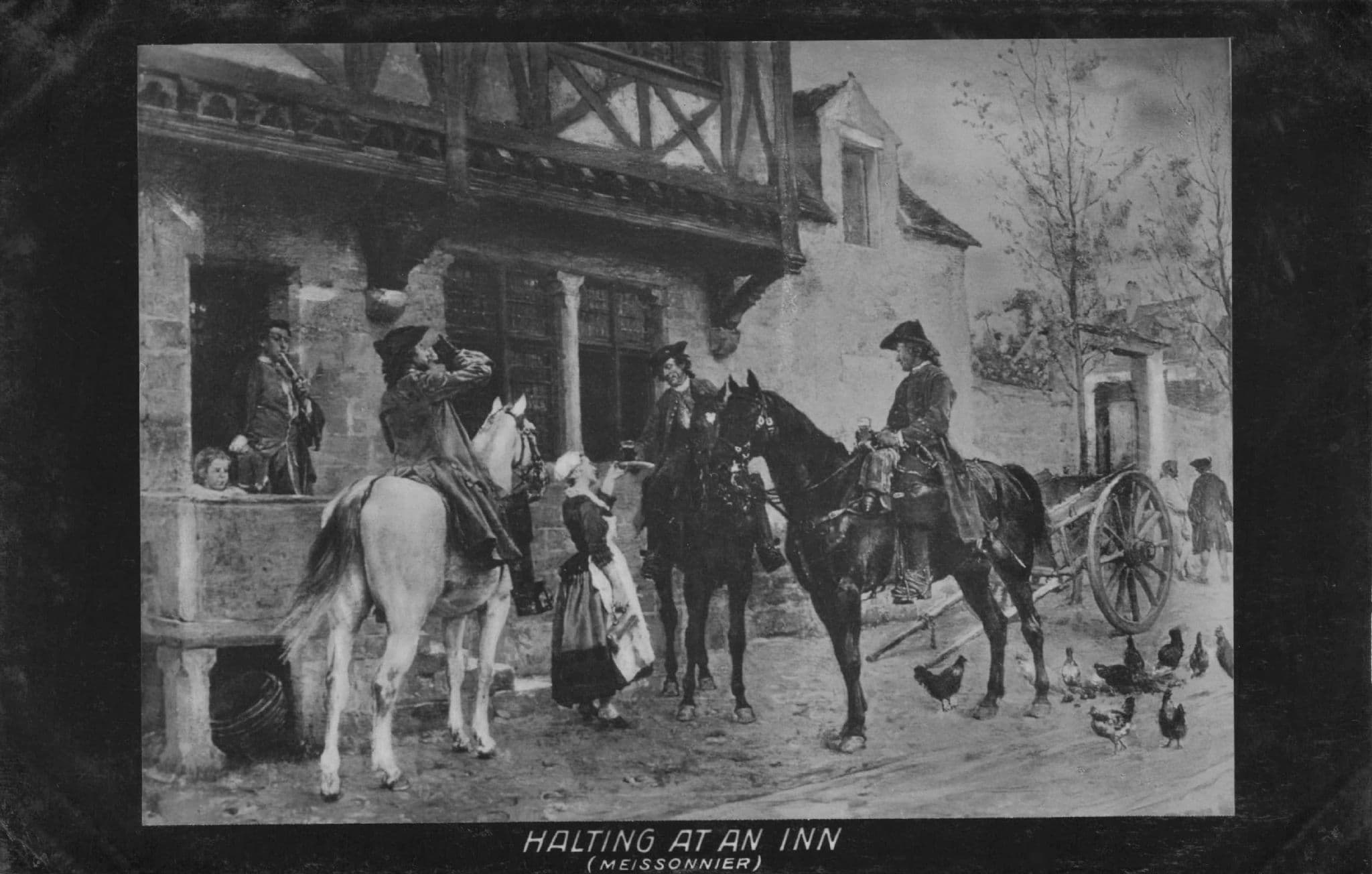 Halting At An Inn Meissonier Antique Painting RPC Postcard