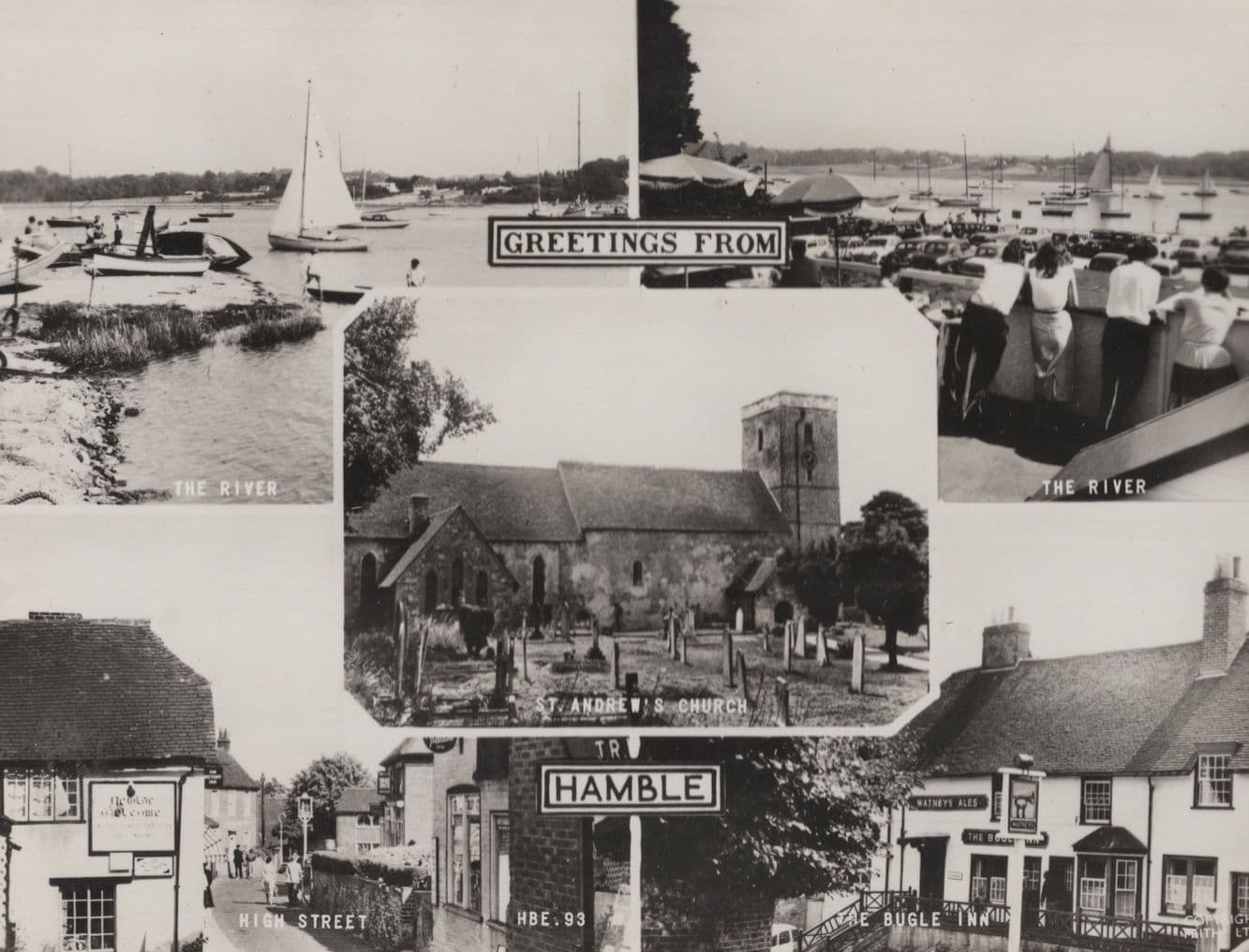 Hamble Southampton Boat Watching Pubs Ship RPC Postcard