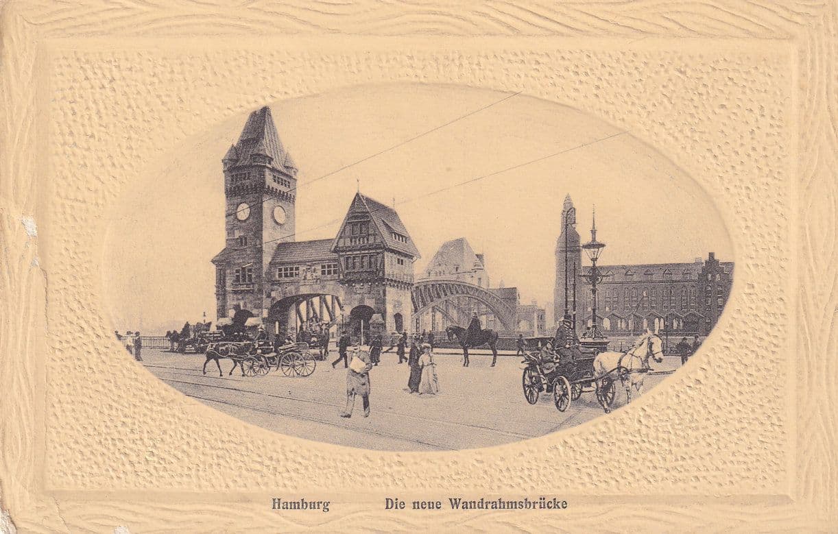Hamburg Neue Wandrahmsbrucke German Framed Old Postcard