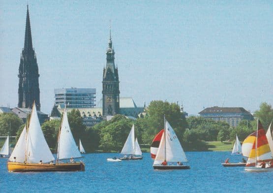 Hamburg Sailing Ship Segeln Auf Der Alster German Postcard