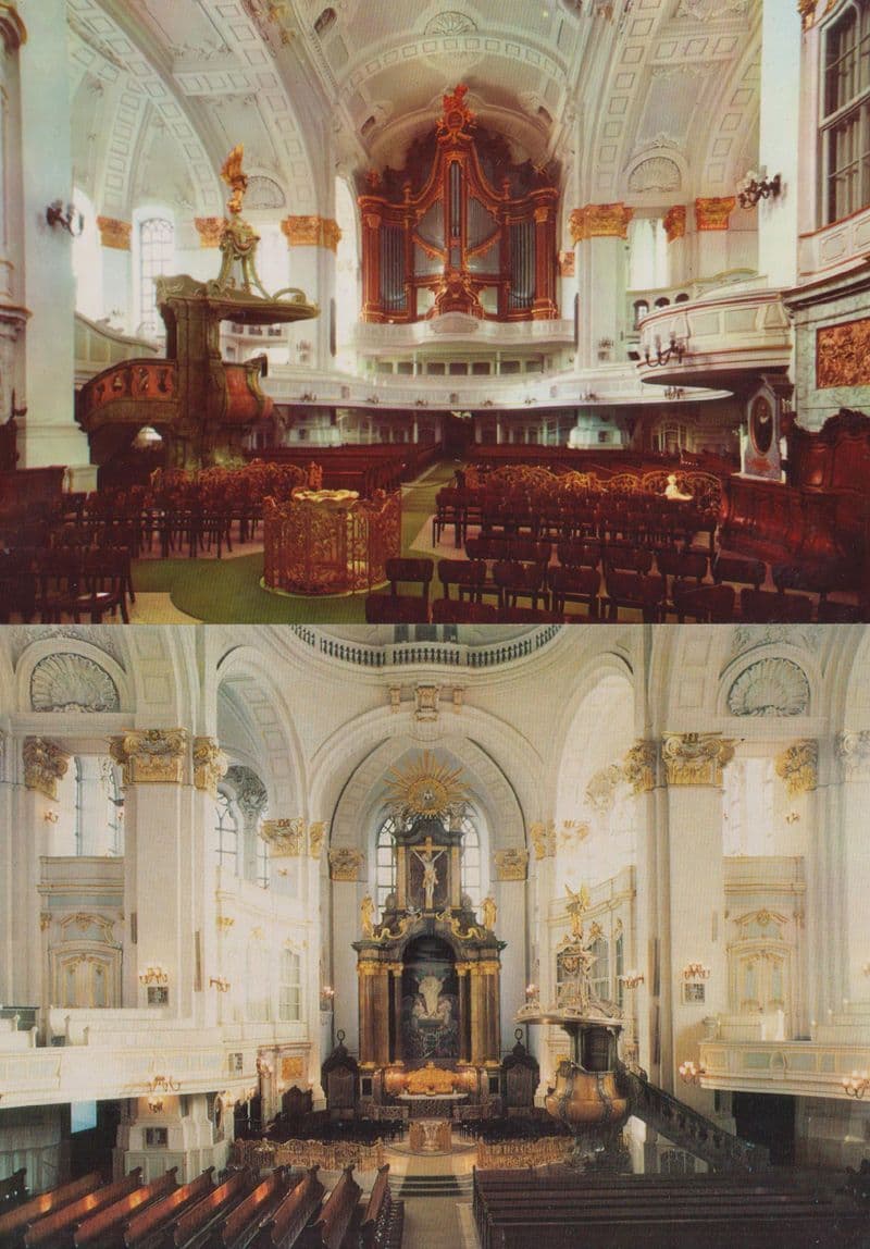 Hamburg St Michaelis Michaels Church Interior 2x 1970s German Postcard