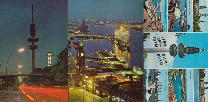 Hamburg Tower Restaurant At Night 3x German Postcard s