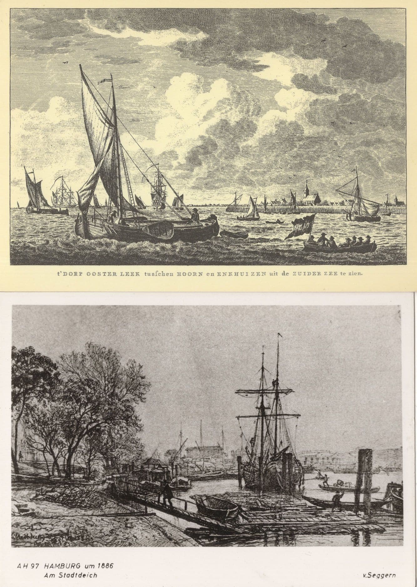 Hamburg Um 1886 Germany Am Stedtdeich Ship 2x Postcard