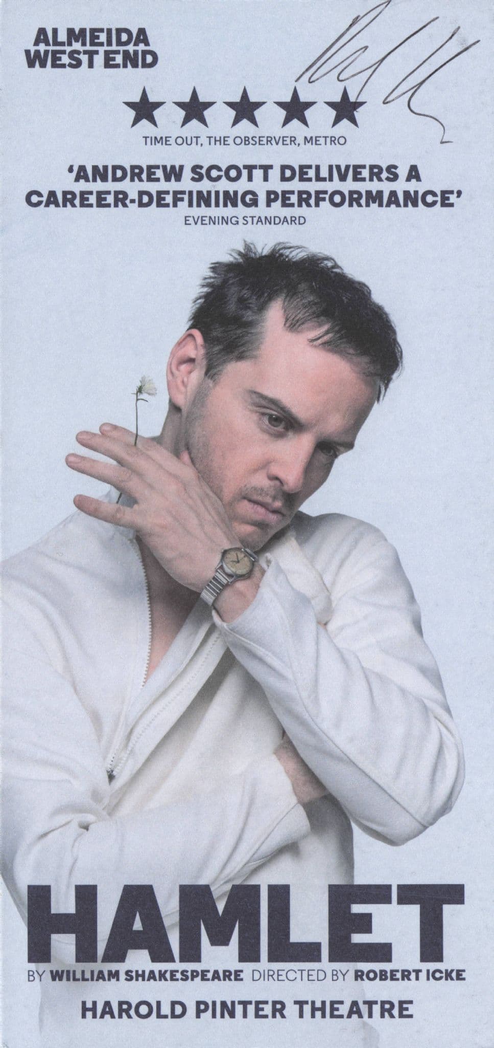 Hamlet Daniel Rabin of Spooks DOUBLE Hand Signed Theatre Flyer