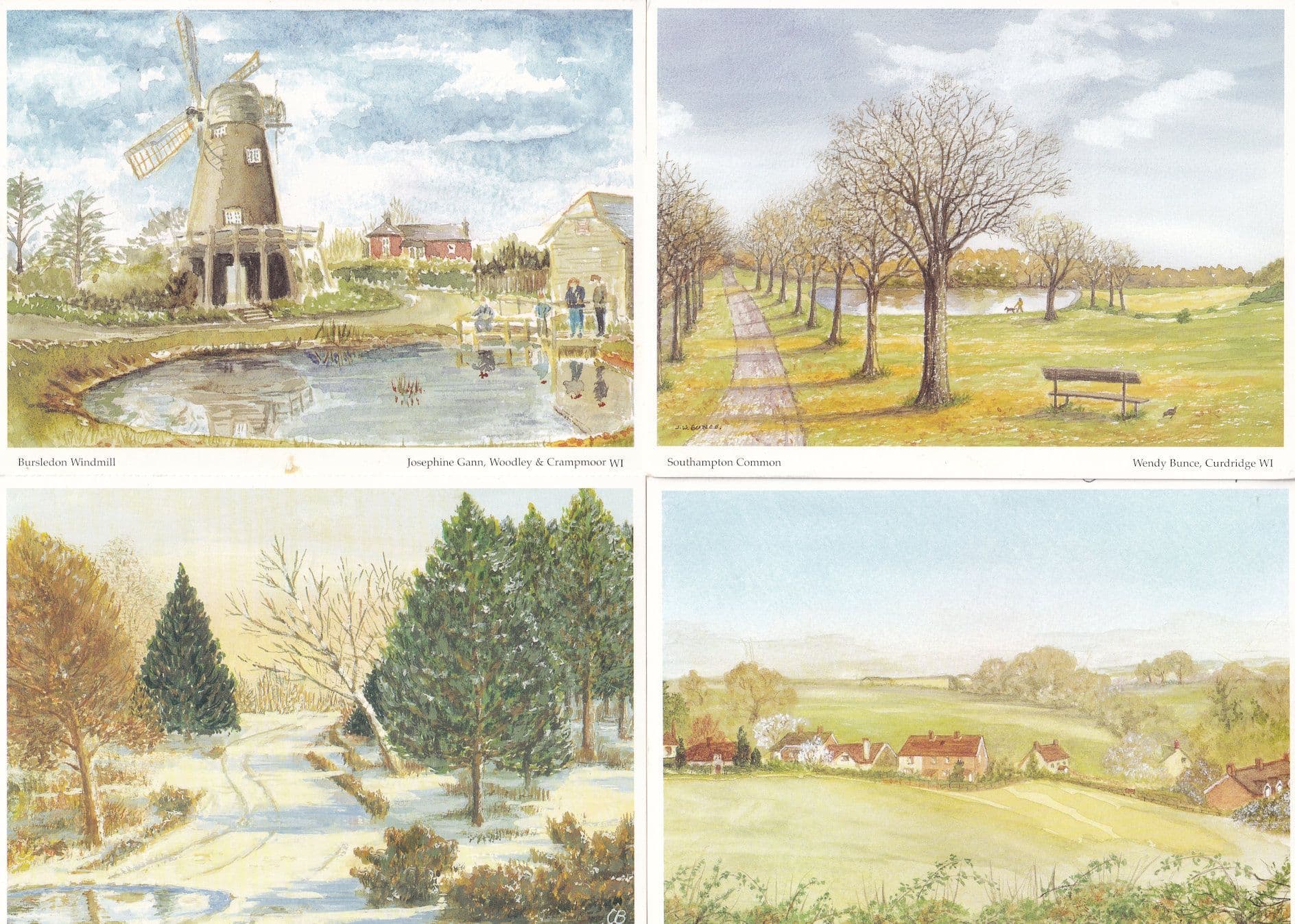 Hampshire Womens Institute Selborne Southampton Common 4x Spring Painting Postcard s