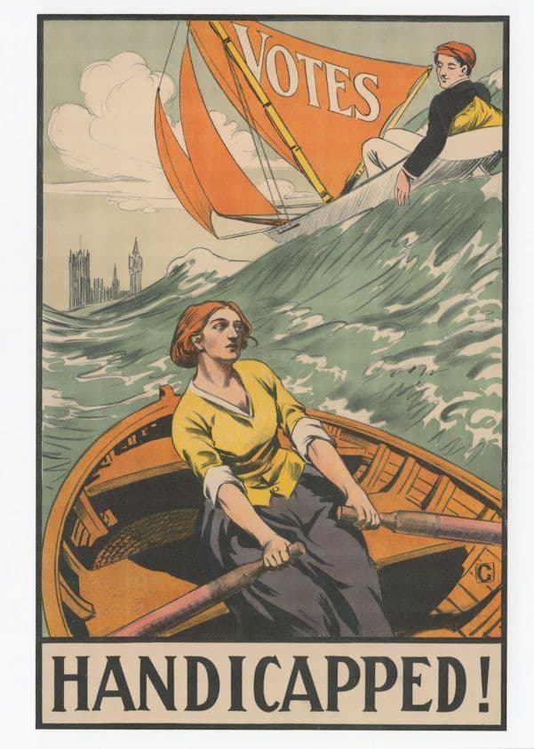Handicapped Suffragette Women Old Boat Ship Poster Postcard