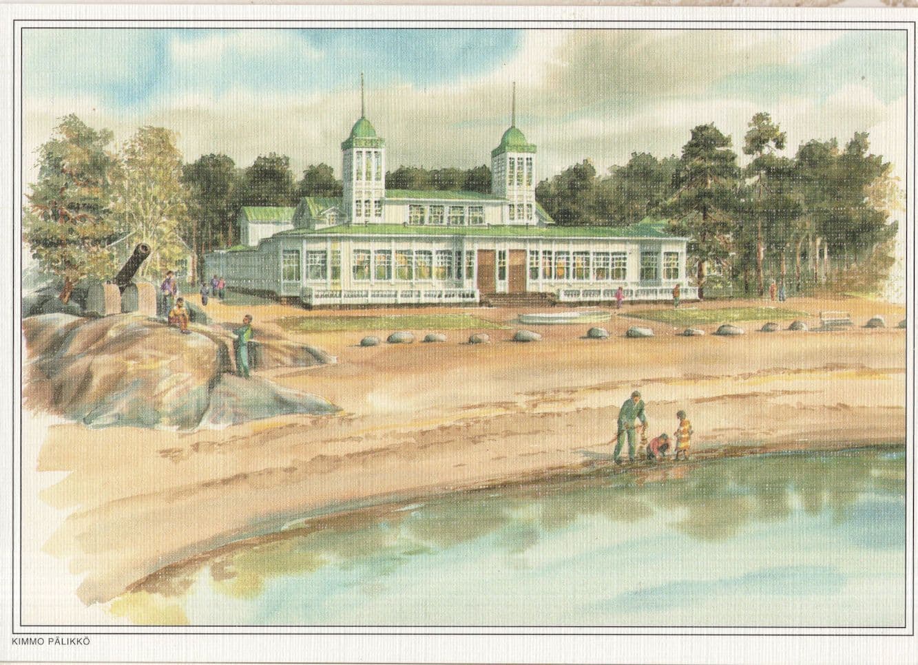 Hanko Casino Finland Rare Linen Painting Postcard