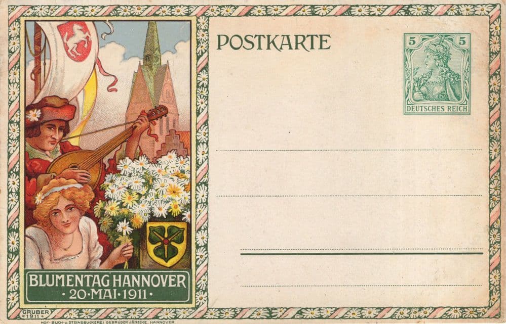 Hannover Blumentag 1911 Ships Mast Musician German Postcard