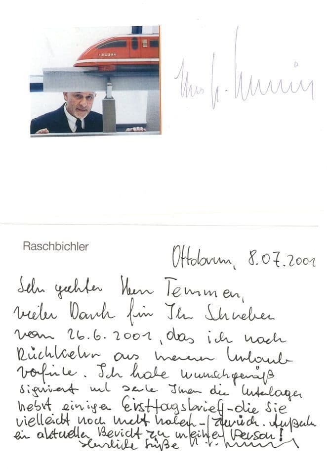Hans Georg Raschbichler Magnetic Levitation Scientist Hand Signed Photo