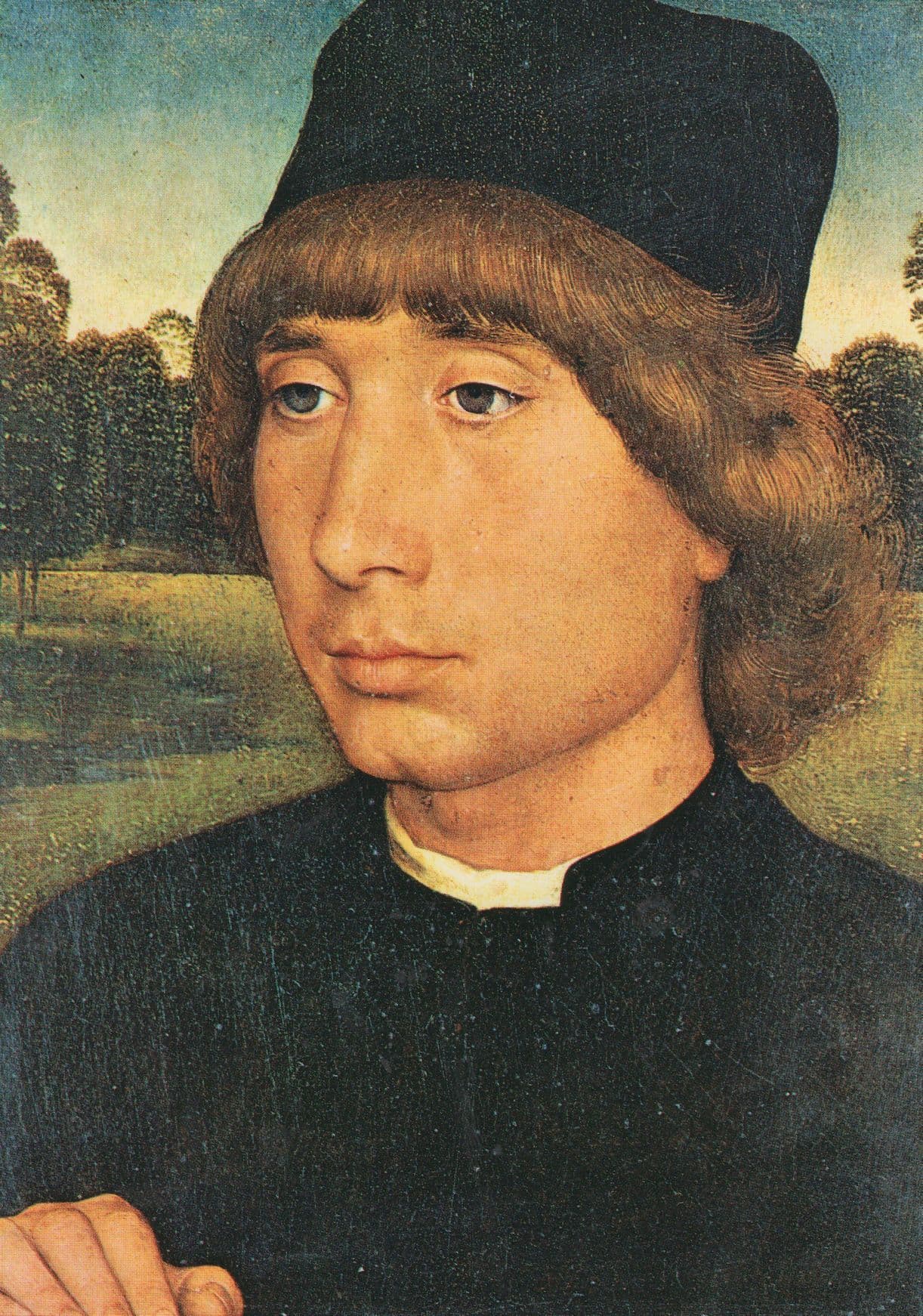 Hans Memling Portrait Of Youth Venice Gallery Painting Postcard