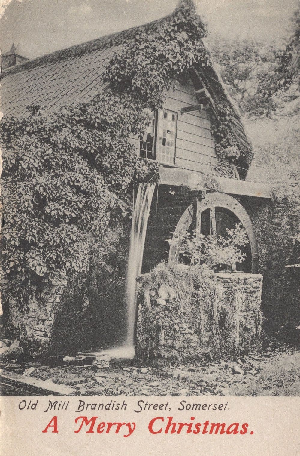 Happy Christmas From The Old Mill Brandish Street Somerset Postcard