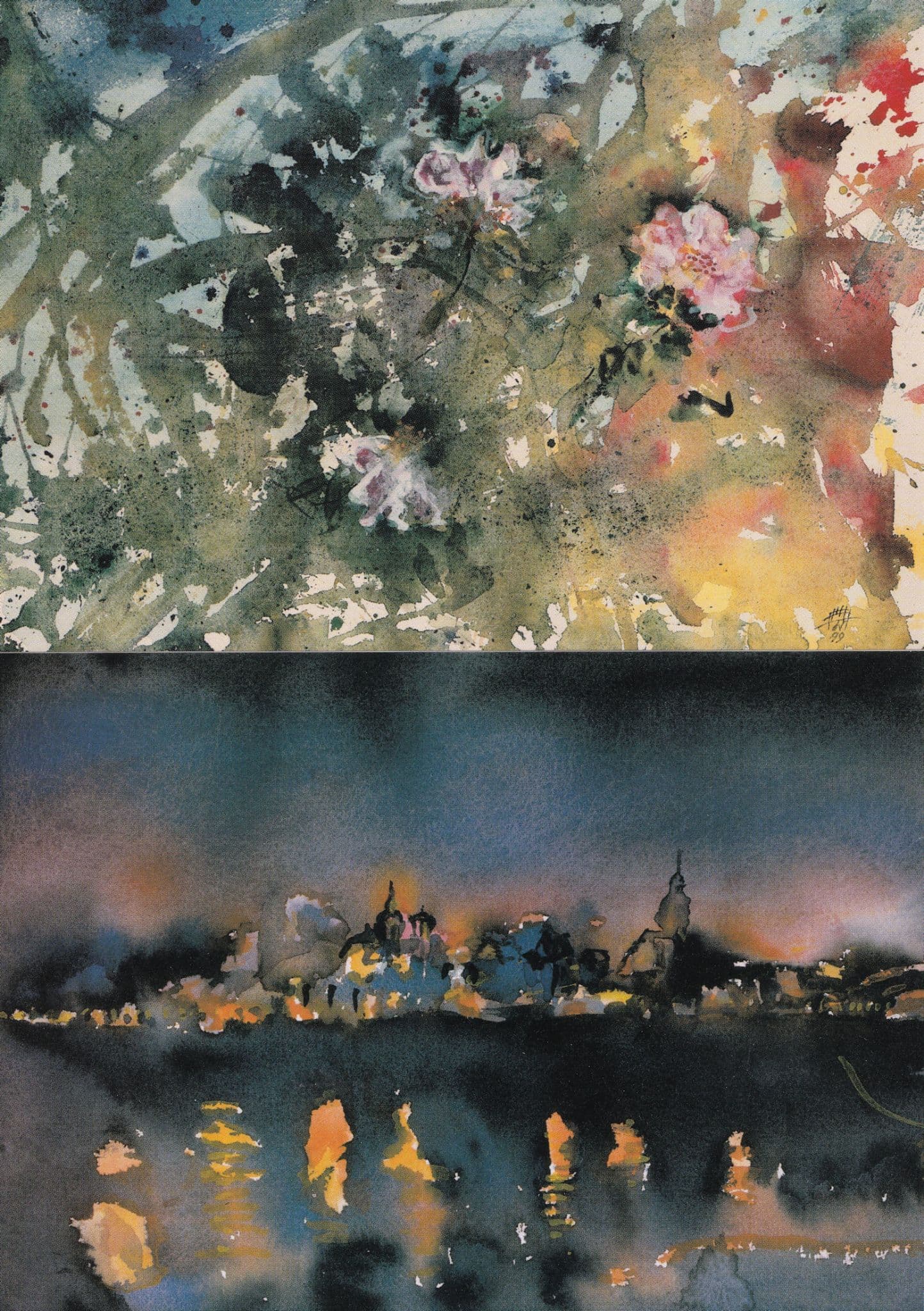 Harald Hoffmann De Vere Straisunds Nachtlichter Wildrosen 2x Painting Postcard