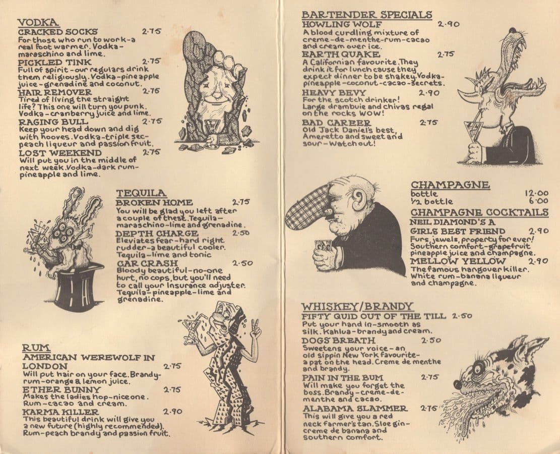 Hard Rock Cafe 1970 USA Cocktail Alcohol Drinks Menu