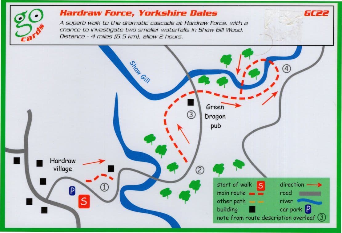 Hardraw Force Yorkshire Dales Walking Rambling Map Postcard