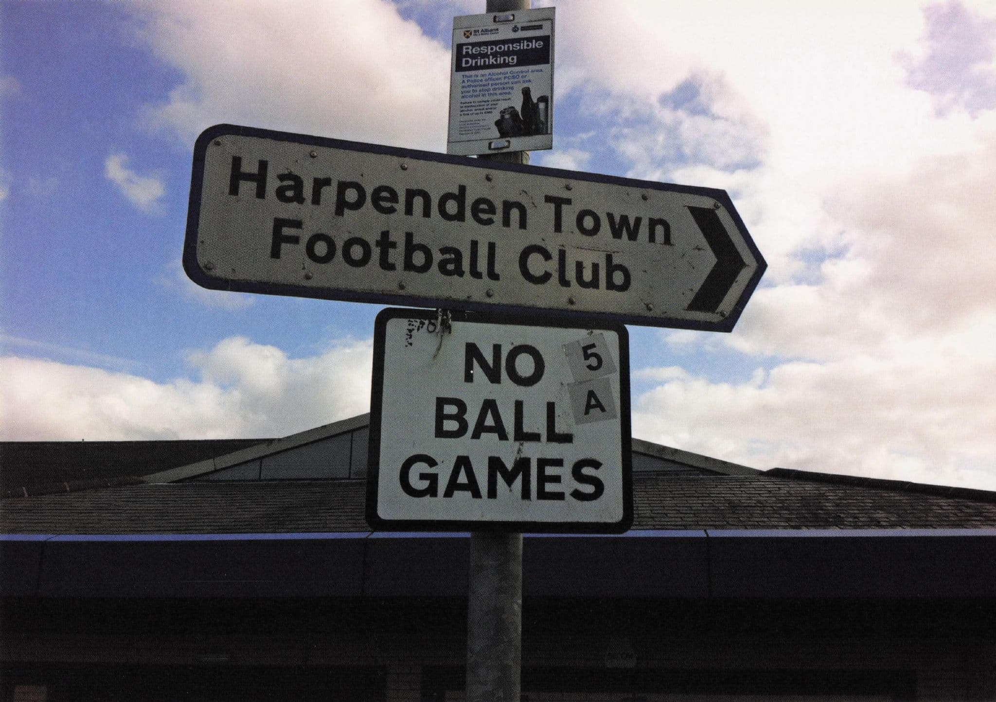 Harpenden Town Herts Football Club No Ball Games Comic Sign Postcard