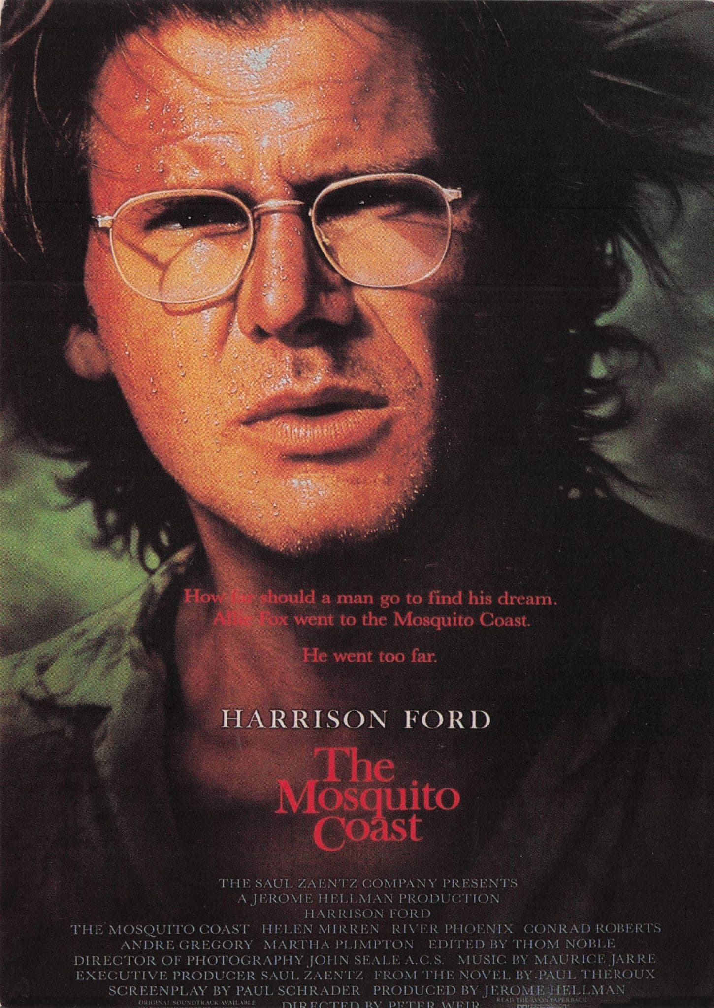 Harrison Ford The Mosquito Coast Film Poster Postcard