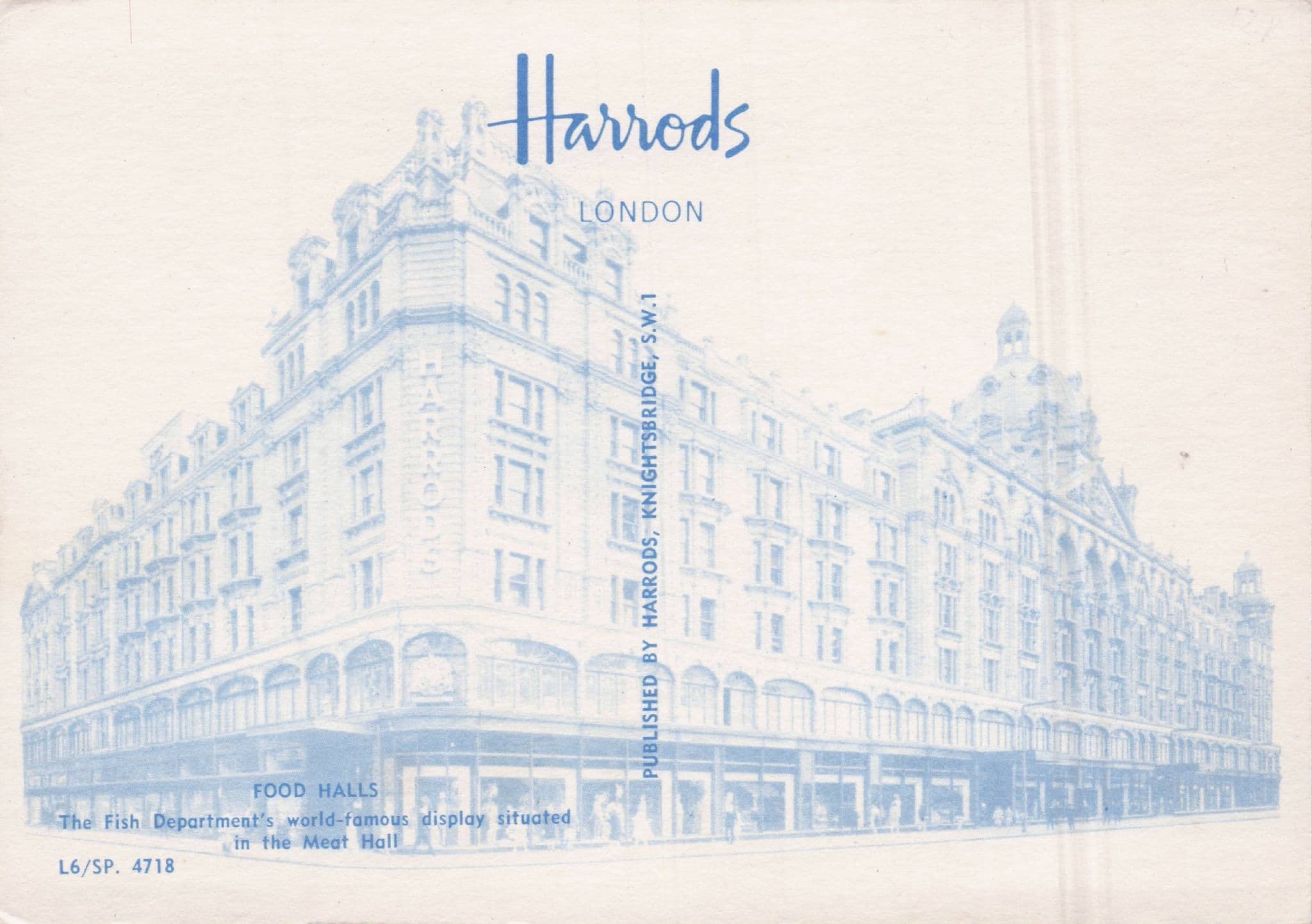 Harrods Fish Food Department Sailor Lifebuoy London Advertising Postcard