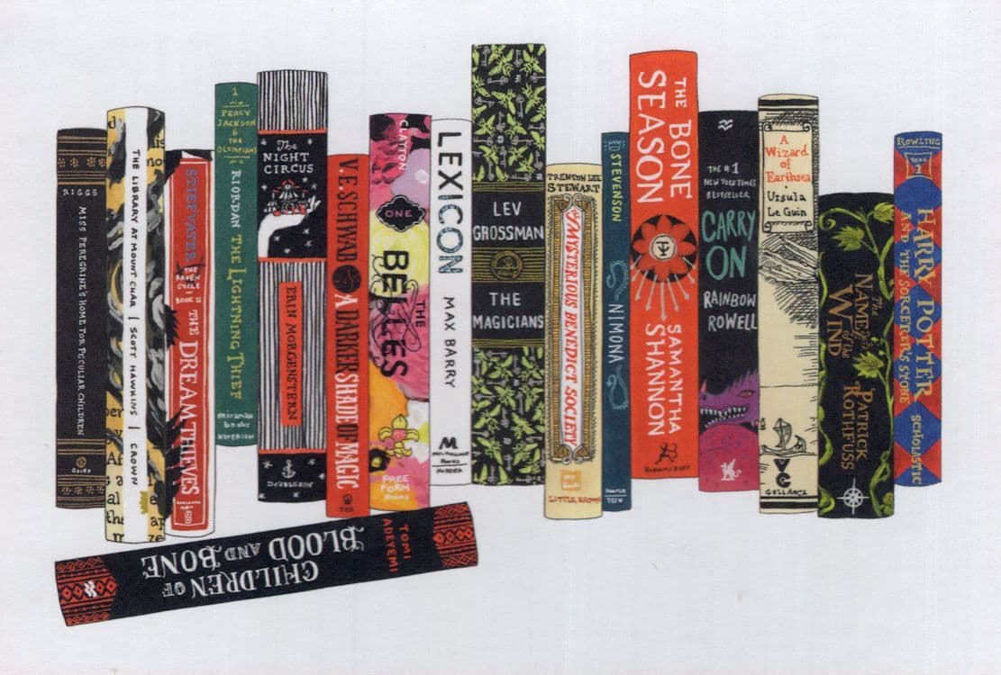 Harry Potter Magic Powers Bookshelf Book Painting Postcard