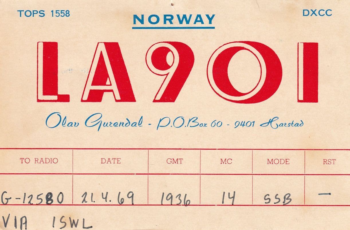 Harstad Norway 1960s Vintage QSL Radio Card