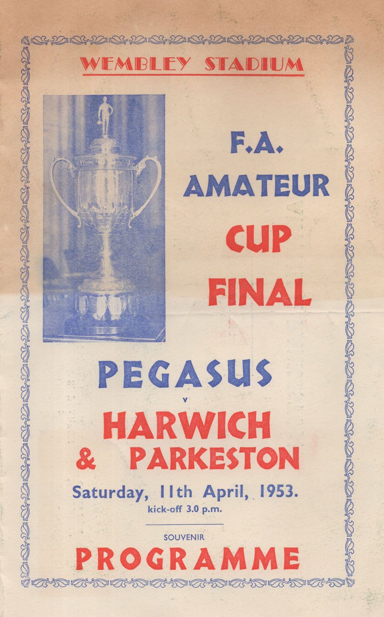 Harwich & Parkeston Football 1953 FA Cup Final Programme Ticket 3x Bundle