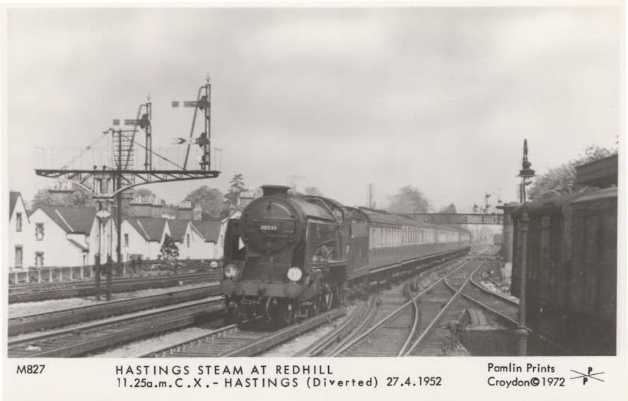 Hastings Steam Train at Redhill Railway Station Postcard