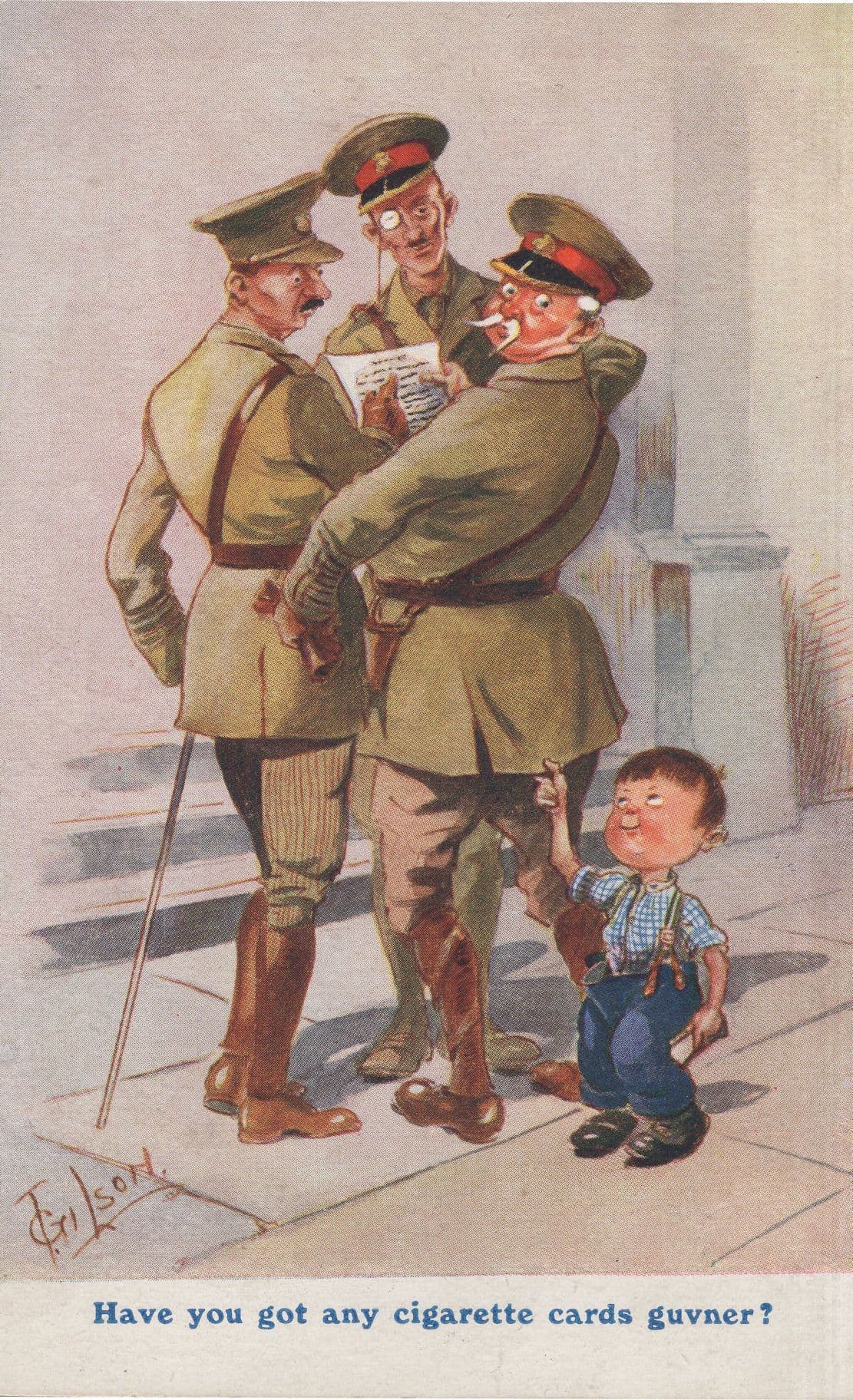 Have You Got Any Cigarette Cards Army Military WW1 Comic Postcard
