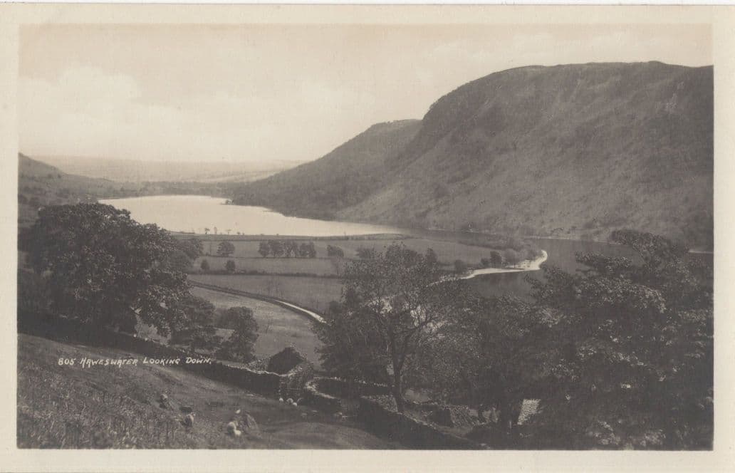 Haweswater Reservoir Looking Down Antique Cumbria Postcard