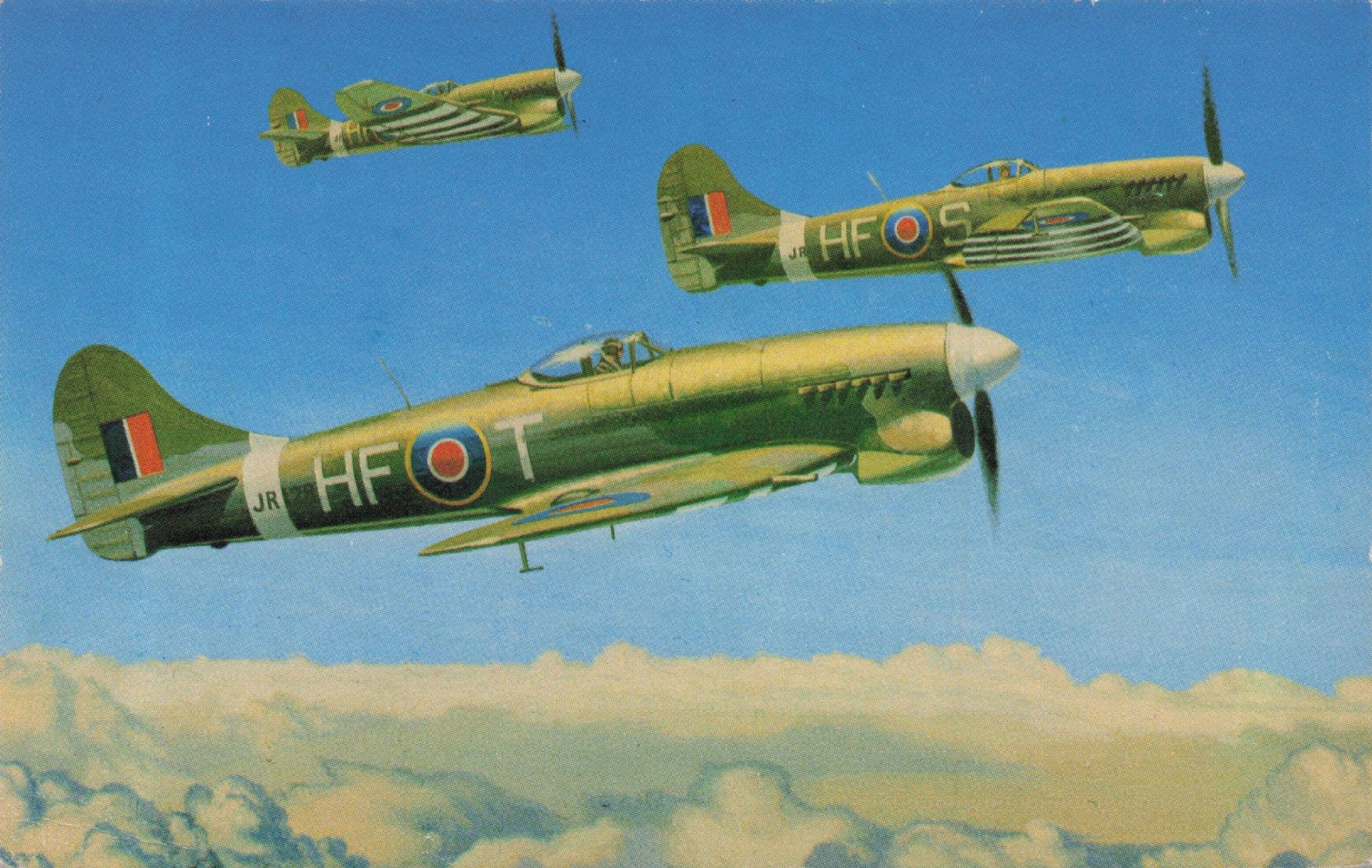 Hawker Tempest Fighter Bomber 182 Squadron Plane Postcard