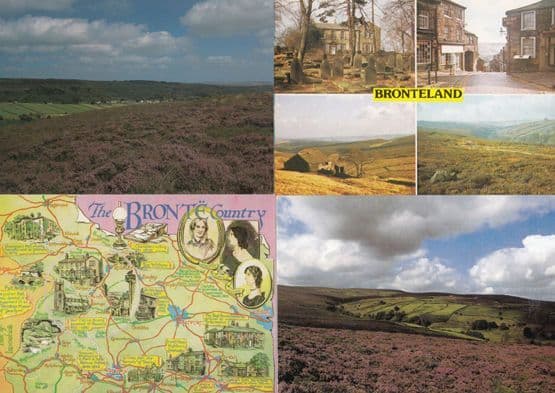Haworth Bronteland Heather Blooming Stanbury Black Bull Pub Map 4x Postcard s