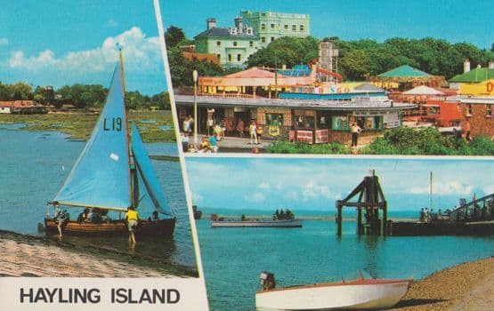 Hayling Island Deserted Boat 1970s Postcard