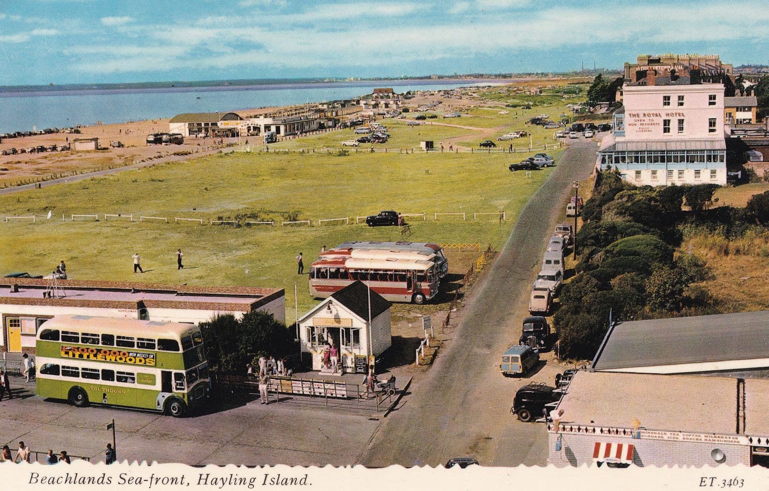 Hayling Island Littlewoods Pools Bus Advertising 1970s Postcard