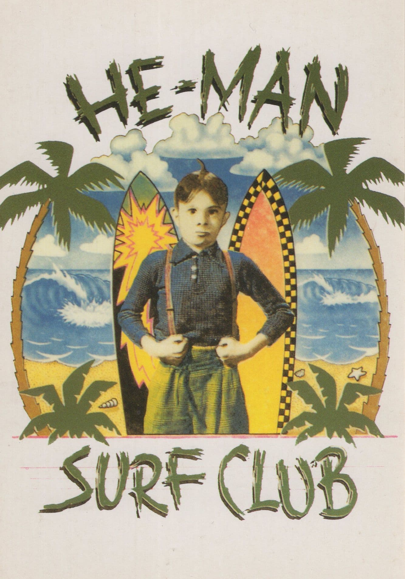 He Man Surf Club Surfing Buckwheat Surfer Comic American Postcard