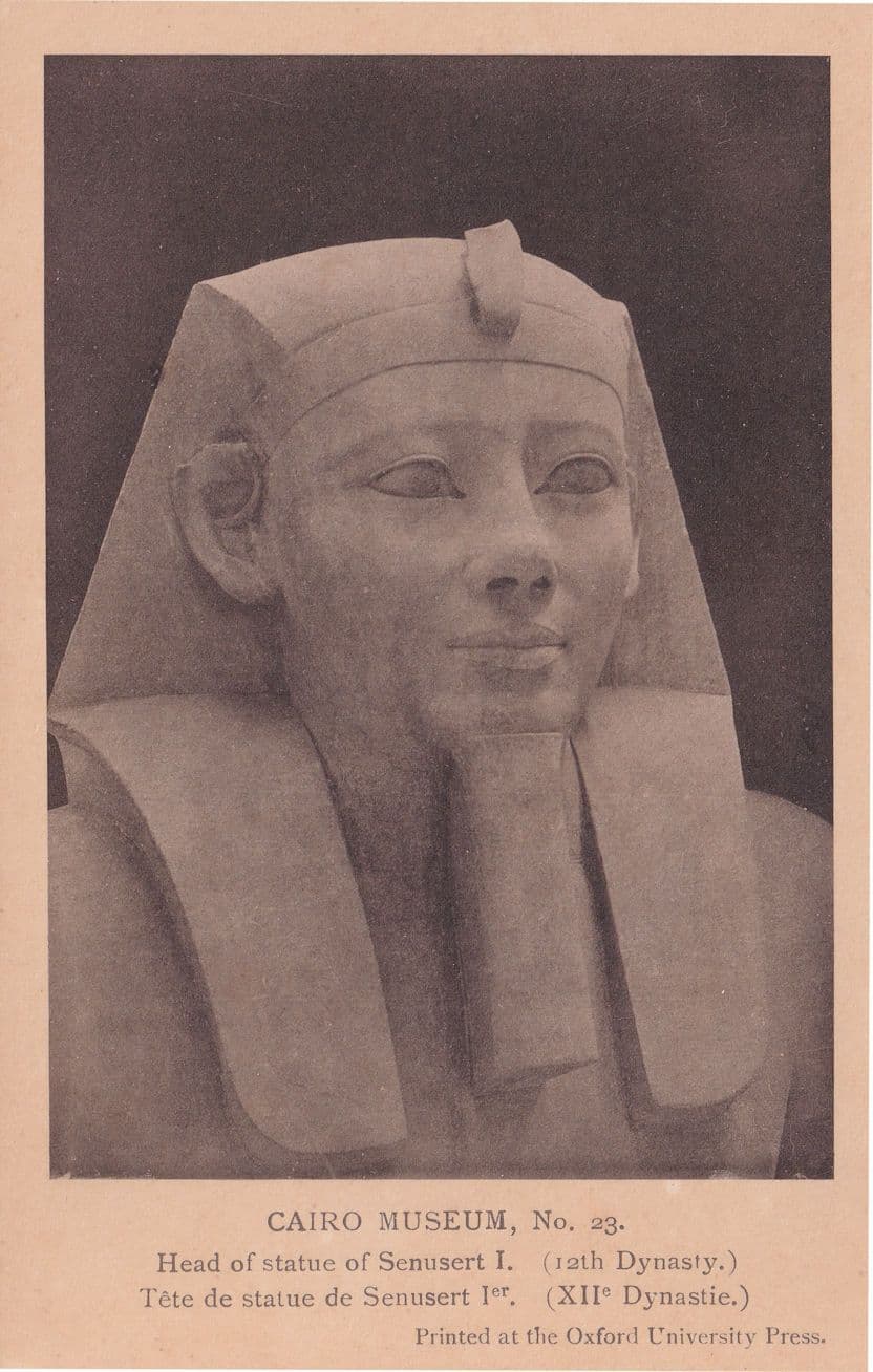 Head Of Senusert Statue Cairo Museum Antique Greek Postcard