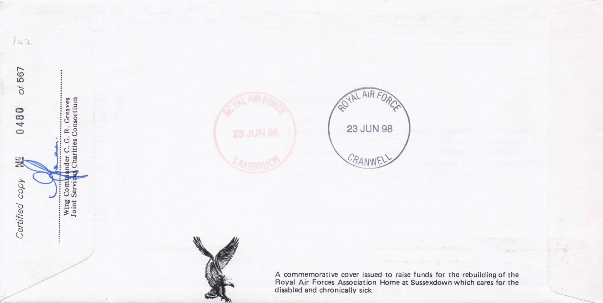 Health 1998 Military Squadrons Of The Royal Air Force Hand Signed FDC