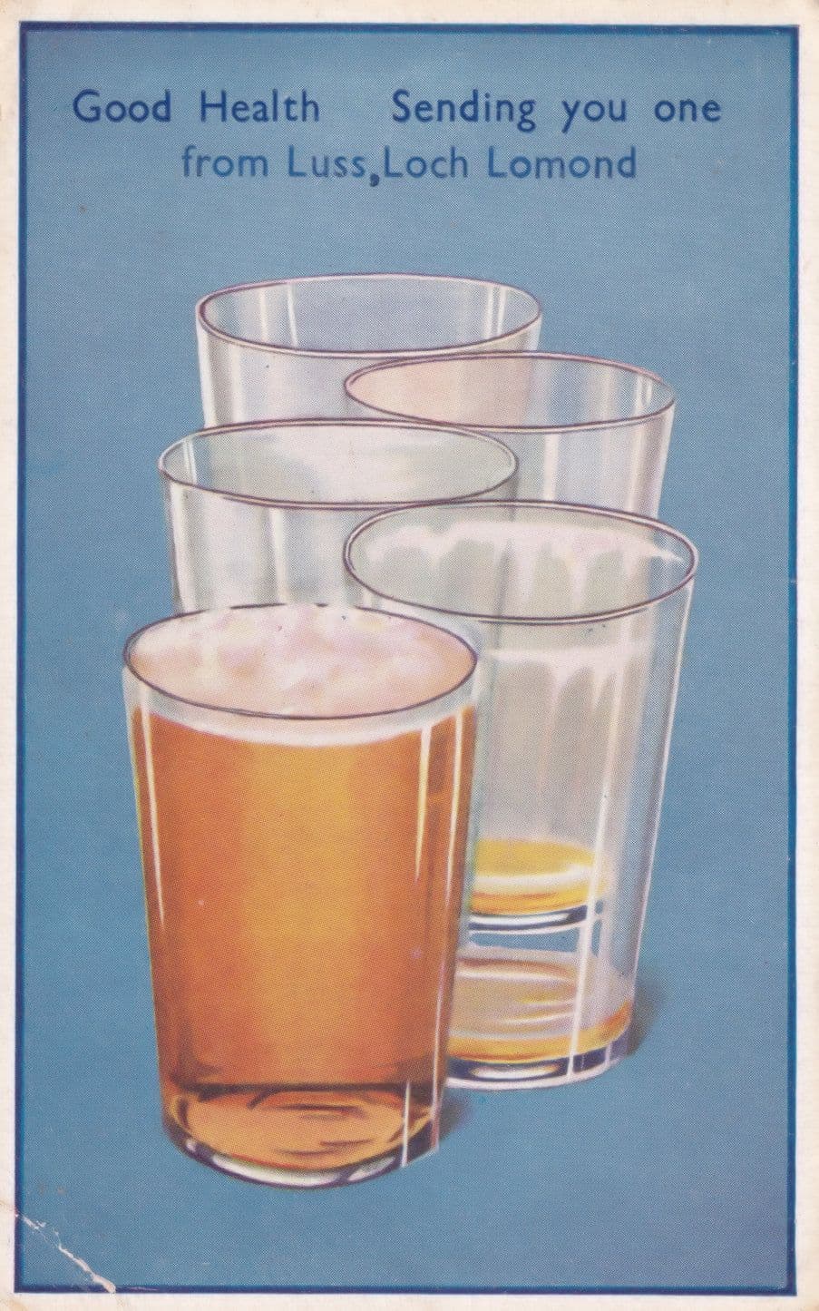 Health & Pint Of Beer Ale From Luss Loch Lomond Old Scottish Postcard