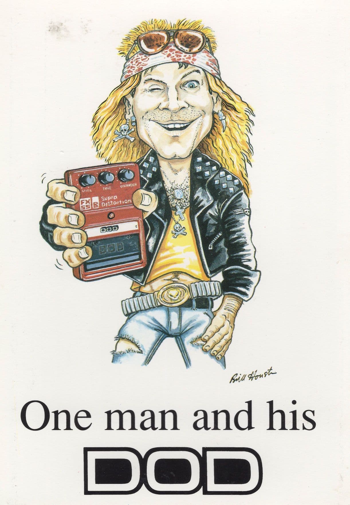 Heavy Metal Biker With Cassette Recorder Walkman Postcard