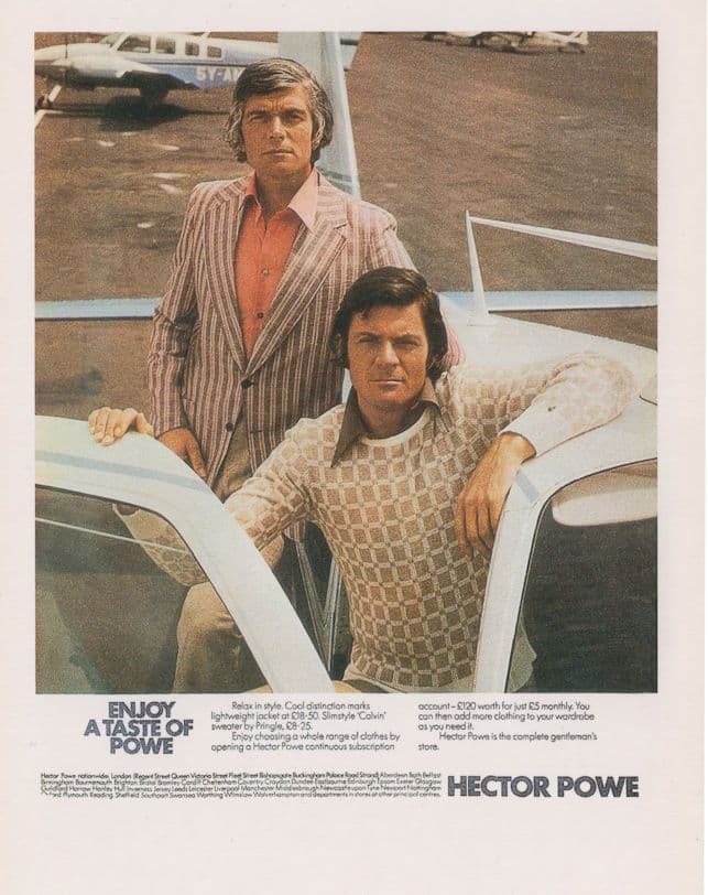 Hector Powe Pringle Calvin 1970s Sweater Airport Advertising Postcard