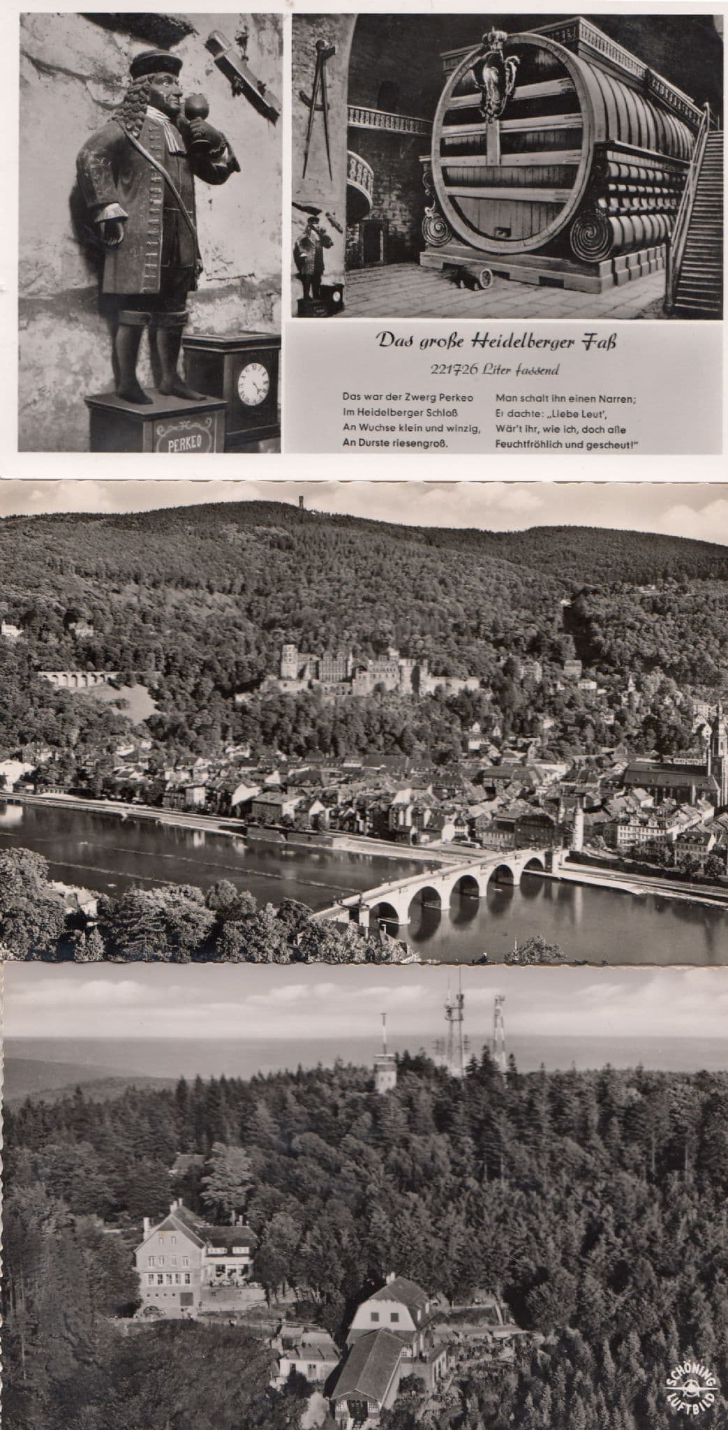 Heidelberg 3x Aerial History German Real Photo Old Postcard s